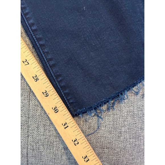 MOTHER Flare Jeans High Rise Dark Wash Distressed Raw Hem Size 26 - Picture 10 of 11